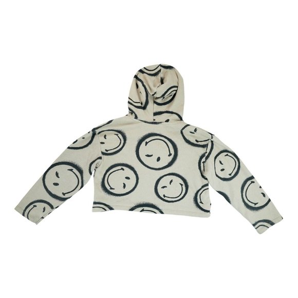 H&M HM Smiley World Collection Beige Cropped Sweatshirt Women's Size 8/10‎ - Picture 2 of 4